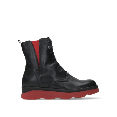 wolky ankle boots 02975 akita 30050 black red leather